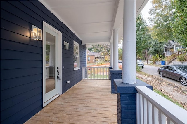 wooden deck with covered porch