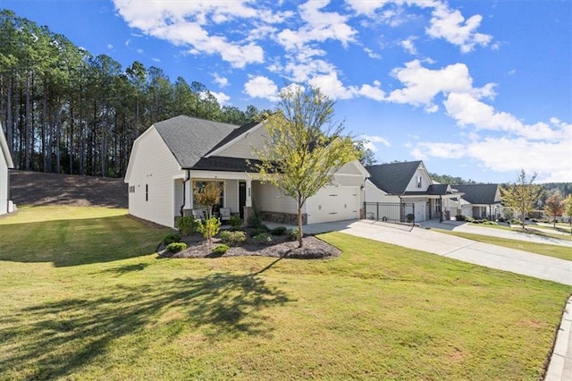 view of front facade with a garage and a front yard