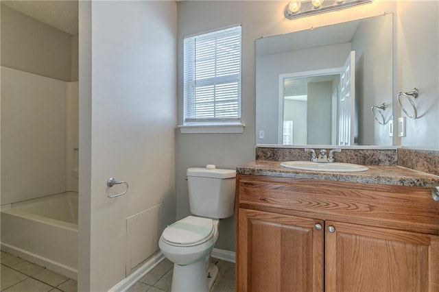 bathroom with tile patterned floors, toilet, and vanity