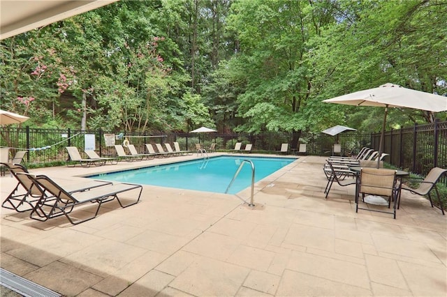 view of pool featuring a patio area