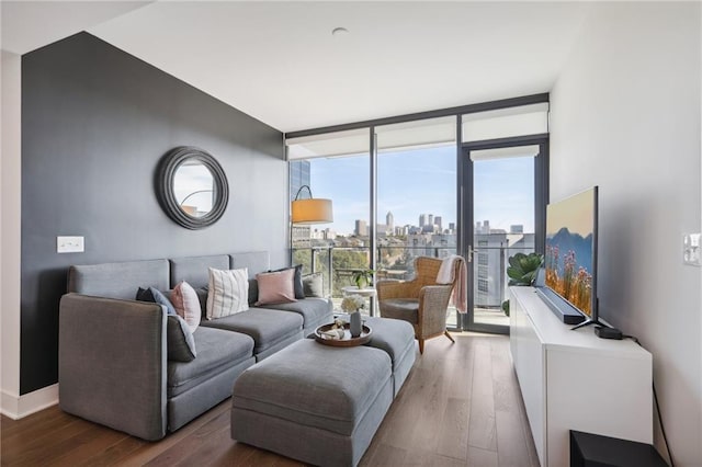 788 W Marietta St NW Unit 403, Atlanta, GA 30318 - living area featuring floor to ceiling windows and wood finished floors