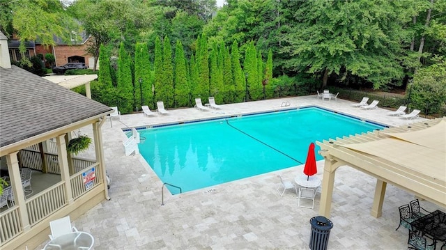 view of pool featuring a patio area