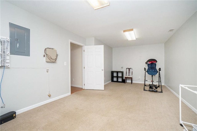 231 Gordon Rd, Cedartown, GA 30125 - workout room featuring electric panel and carpet