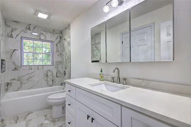 6454 Boca Grande Blvd, Forest Park, GA 30297 - full bath with toilet, marble look tiles, vanity, and shower / tub combination