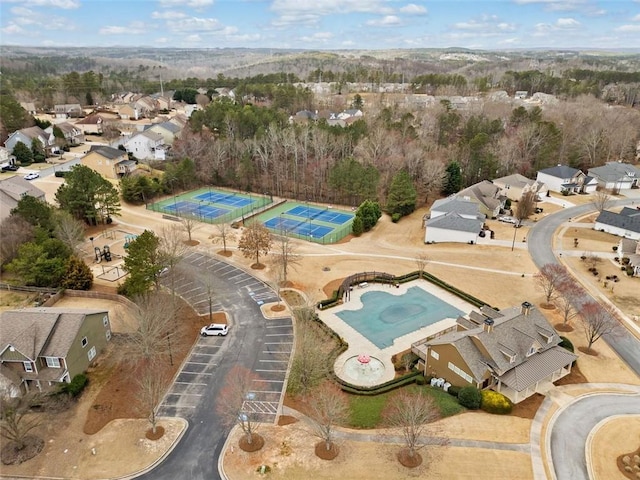 aerial view with a residential view