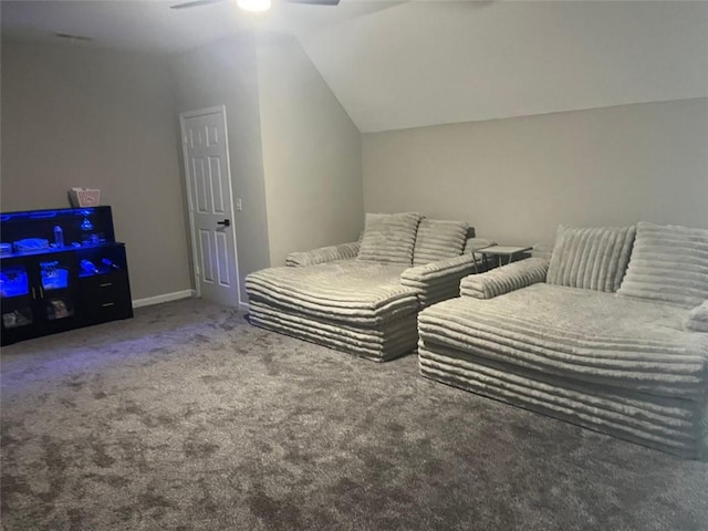 162 Camden Woods Dr, Dallas, GA 30157 - bedroom featuring carpet flooring, vaulted ceiling, and ceiling fan