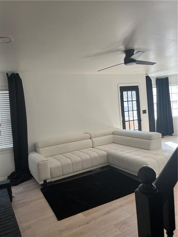 162 Camden Woods Dr, Dallas, GA 30157 - living area featuring ceiling fan and light wood finished floors