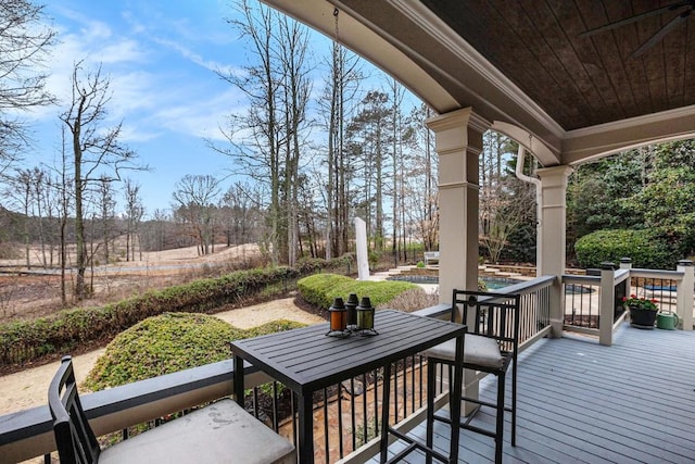 deck featuring a pool