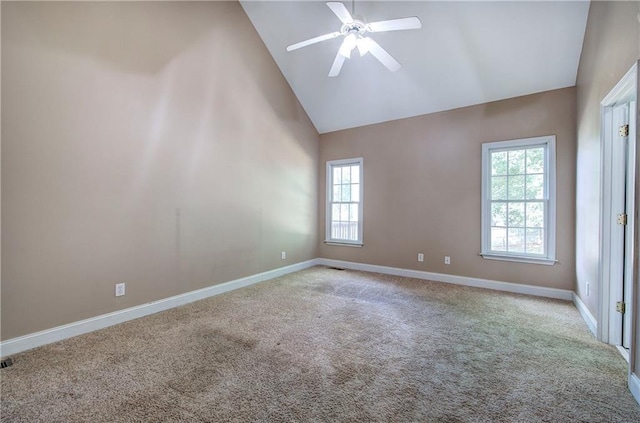 27 Planters Dr NW, Cartersville, GA 30120 - carpeted empty room featuring baseboards, ceiling fan, and high vaulted ceiling