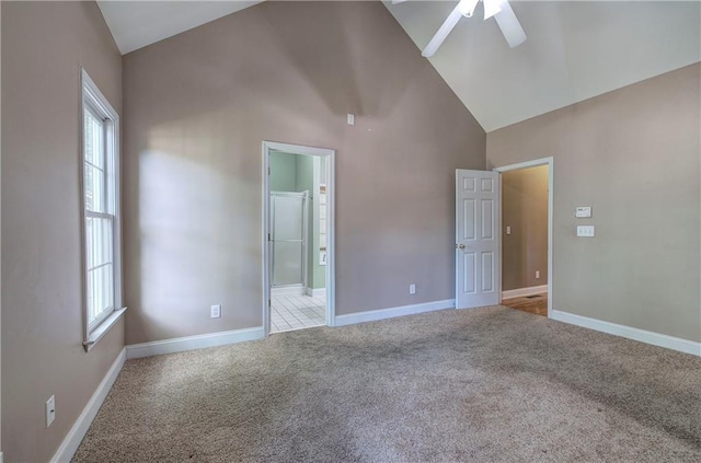 27 Planters Dr NW, Cartersville, GA 30120 - unfurnished bedroom featuring high vaulted ceiling, multiple windows, carpet floors, and baseboards