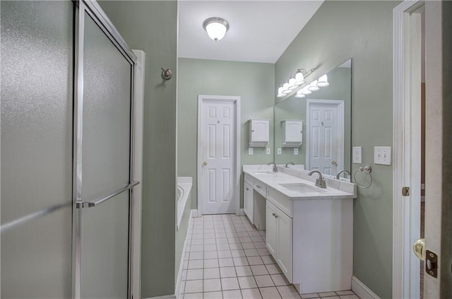 27 Planters Dr NW, Cartersville, GA 30120 - bathroom featuring a bath, double vanity, a stall shower, and tile patterned floors