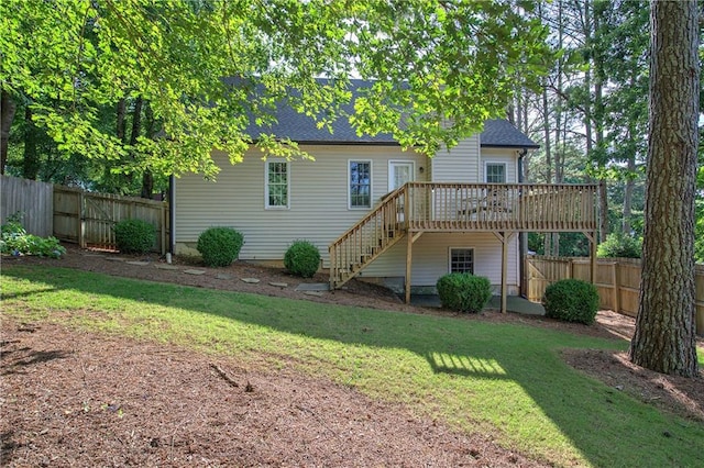 27 Planters Dr NW, Cartersville, GA 30120 - back of property featuring stairway, a deck, and a shingled roof