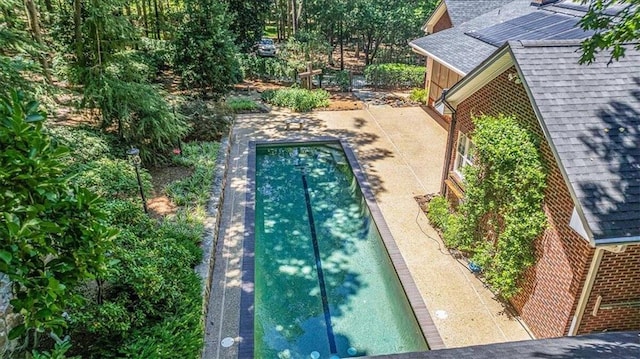 view of swimming pool with a patio area