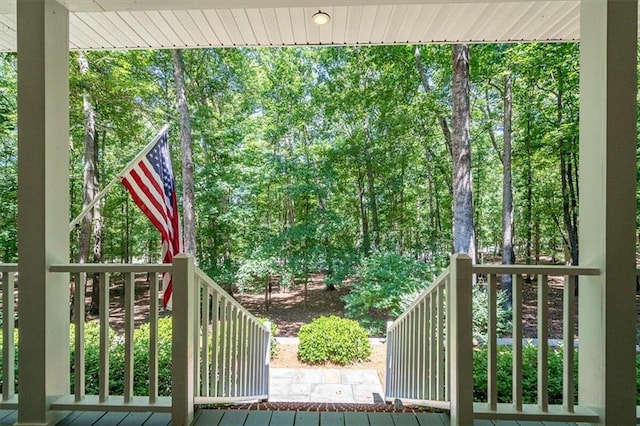 wooden balcony featuring a wooden deck