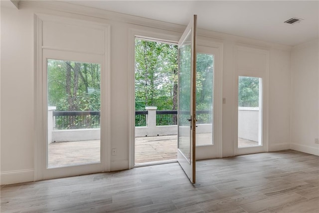 doorway featuring light hardwood / wood-style flooring