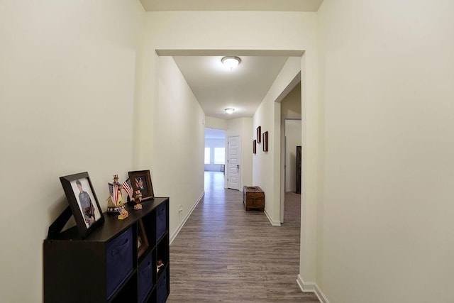 hall featuring dark hardwood / wood-style flooring