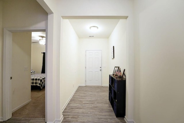 hallway featuring hardwood / wood-style floors