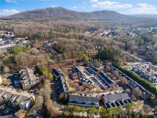 birds eye view of property featuring a mountain view