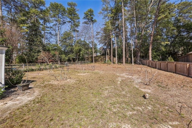 view of yard with a fenced backyard