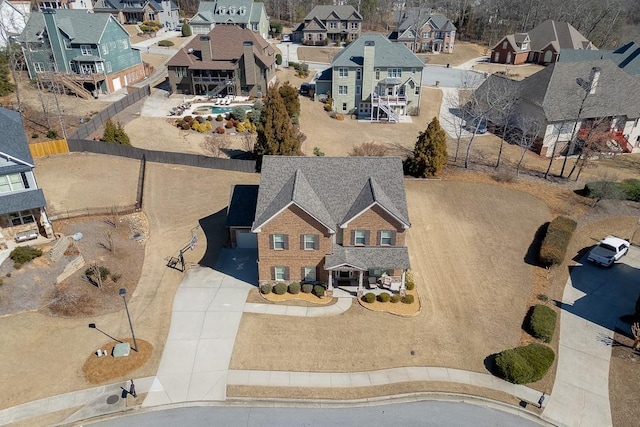 aerial view with a residential view