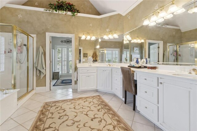 bedroom with light carpet, ornamental molding, coffered ceiling, and ceiling fan