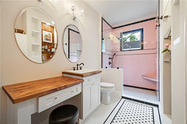 315 W Ave, Cartersville, GA 30120 - full bathroom with a walk in shower, toilet, vanity, and tile patterned floors