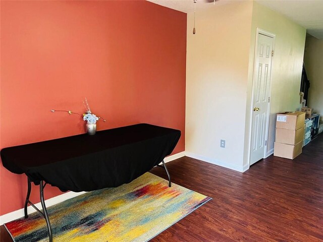 bedroom featuring dark hardwood / wood-style floors