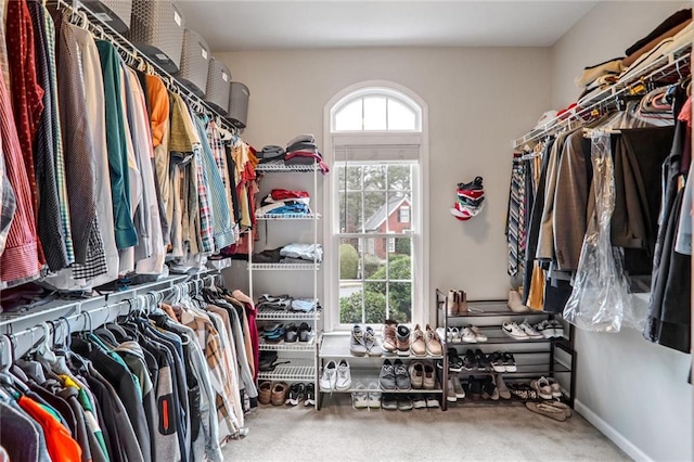 spacious closet with carpet flooring