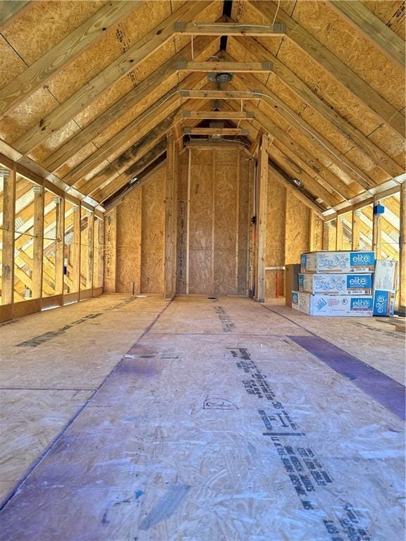 view of unfinished attic