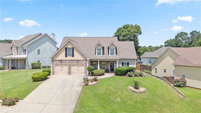 401 Oscar Way, Dallas, GA 30132 - view of front facade with concrete driveway, an attached garage, and stone siding