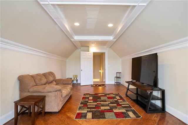 401 Oscar Way, Dallas, GA 30132 - living area featuring wood finished floors and vaulted ceiling