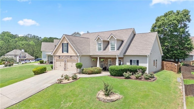 401 Oscar Way, Dallas, GA 30132 - cape cod home featuring driveway, an attached garage, and a shingled roof