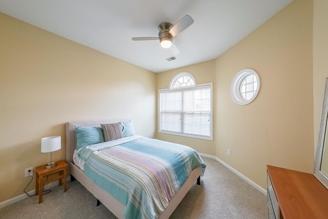 bedroom featuring visible vents, baseboards, and carpet flooring