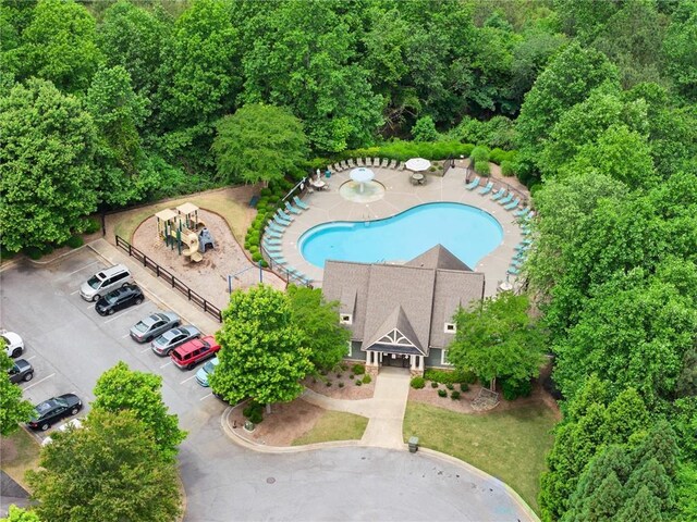 124 Oakmont Dr, Dawsonville, GA 30534 - drone / aerial view of a pool