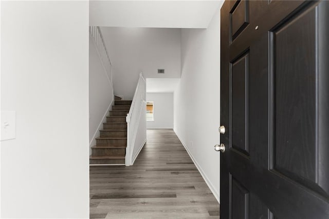 124 Oakmont Dr, Dawsonville, GA 30534 - foyer featuring stairs, light wood-style flooring, and baseboards