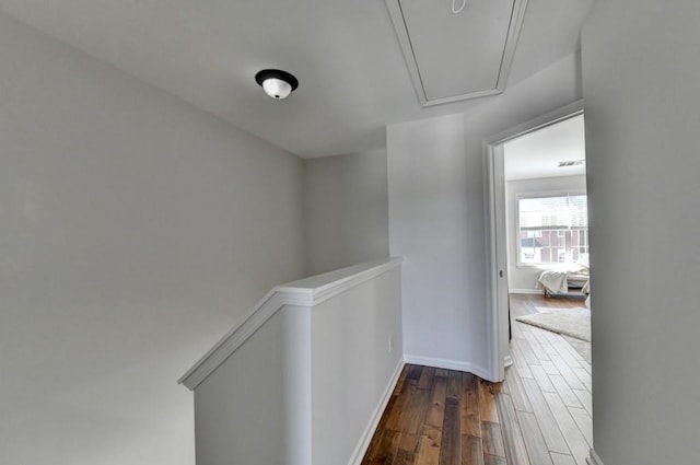 hallway featuring dark hardwood / wood-style floors