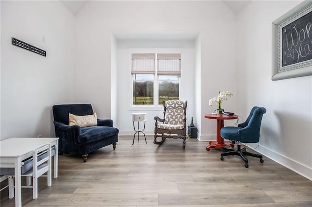 sitting room featuring light hardwood / wood-style floors