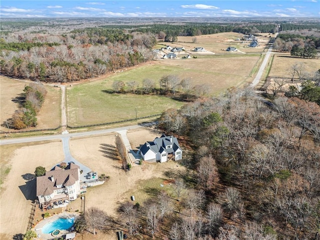 aerial view featuring a rural view