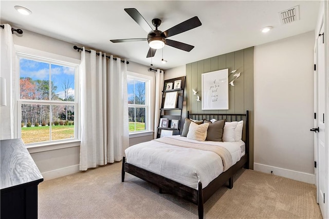 5360 Hyde Rd, Cumming, GA 30040 - bedroom with baseboards, light colored carpet, and ceiling fan