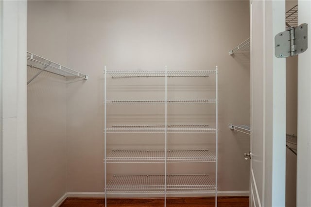 spacious closet with wood finished floors