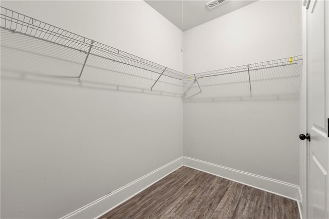 walk in closet featuring dark hardwood / wood-style floors