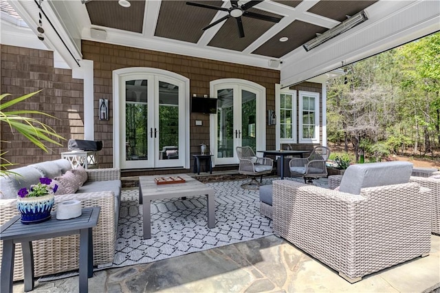 2938 Old Dalton Rd, Rome, GA 30165 - view of patio featuring outdoor lounge area, french doors, and a ceiling fan