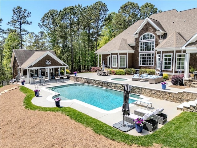 2938 Old Dalton Rd, Rome, GA 30165 - pool featuring an outdoor structure, a patio, and an in ground hot tub