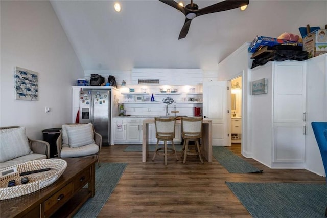 2938 Old Dalton Rd, Rome, GA 30165 - interior space with vaulted ceiling, dark wood-type flooring, and a ceiling fan