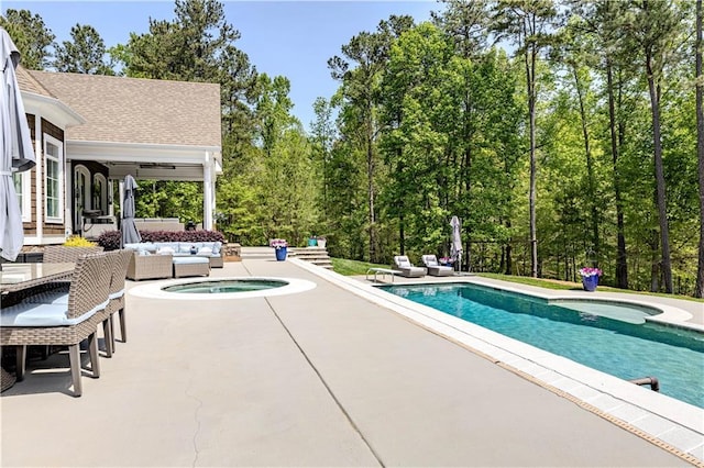 2938 Old Dalton Rd, Rome, GA 30165 - outdoor pool featuring a patio area, an outdoor hangout area, a diving board, and an in ground hot tub