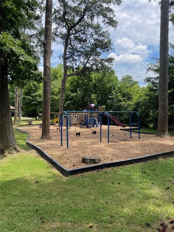 view of play area with a yard