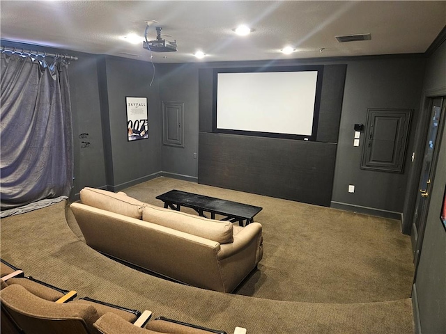 view of carpeted home theater