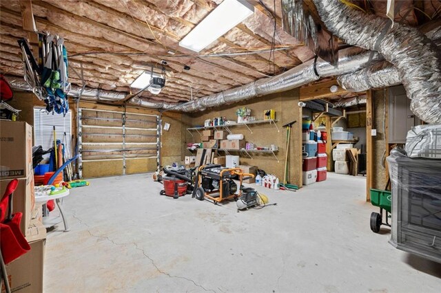 garage with a garage door opener