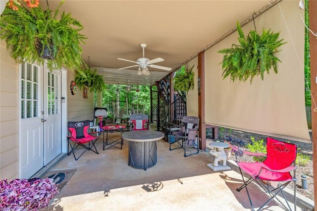 view of patio / terrace with a ceiling fan