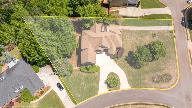 aerial view of property's location featuring property parcel outlined